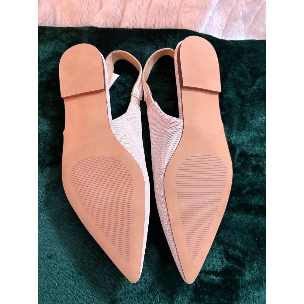 Steve Madden Olsen Slingback Flats Beige Mesh Gingham Bow Pointed Toe 8M - Picture 8 of 8
